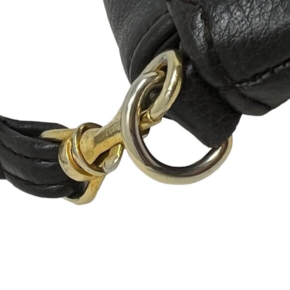 Genuine Leather Crossbody Shoulder Bag Flap Front Brown Gold Detachable Strap - Picture 12 of 12